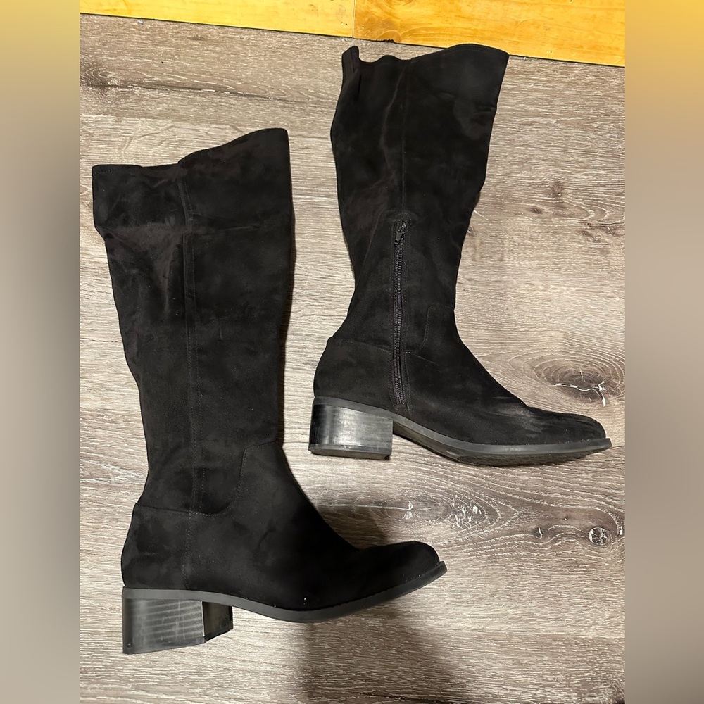 Black knee high boots. Wide width and wide calf